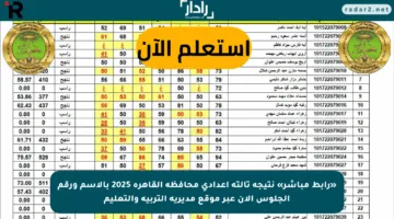 «رابط مباشر» نتيجة تالته اعدادي محافظة القاهرة 2025 بالأسم ورقم الجلوس الآن عبر موقع مديرية التربية والتعليم